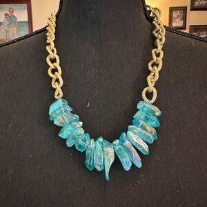 Aqua And Gold Necklace